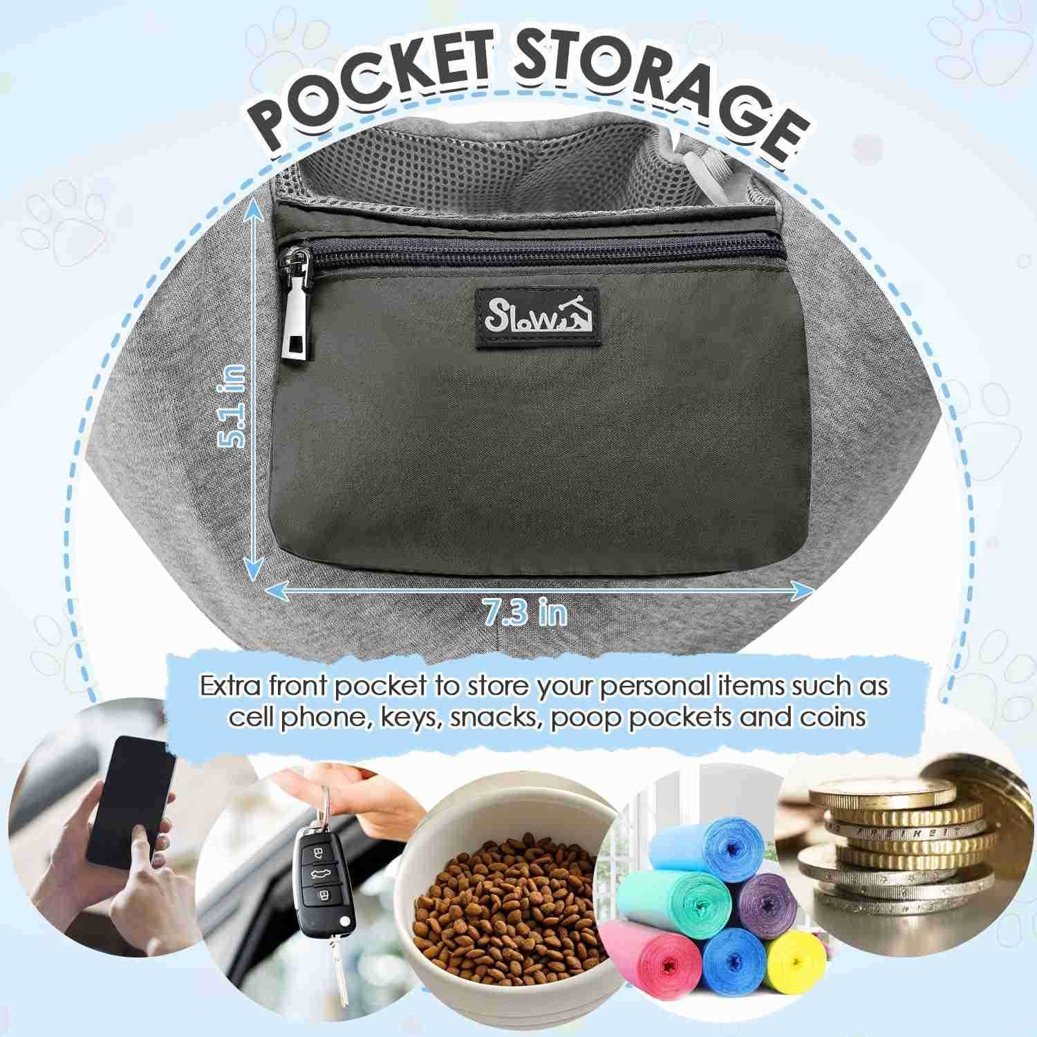 Dog Slings for Small Dogs Adjustable Breathable Puppy Sling with Window Pet Purse with Storage Pocket Safety Leash Fits for Small Dogs Cat up to 12lbs