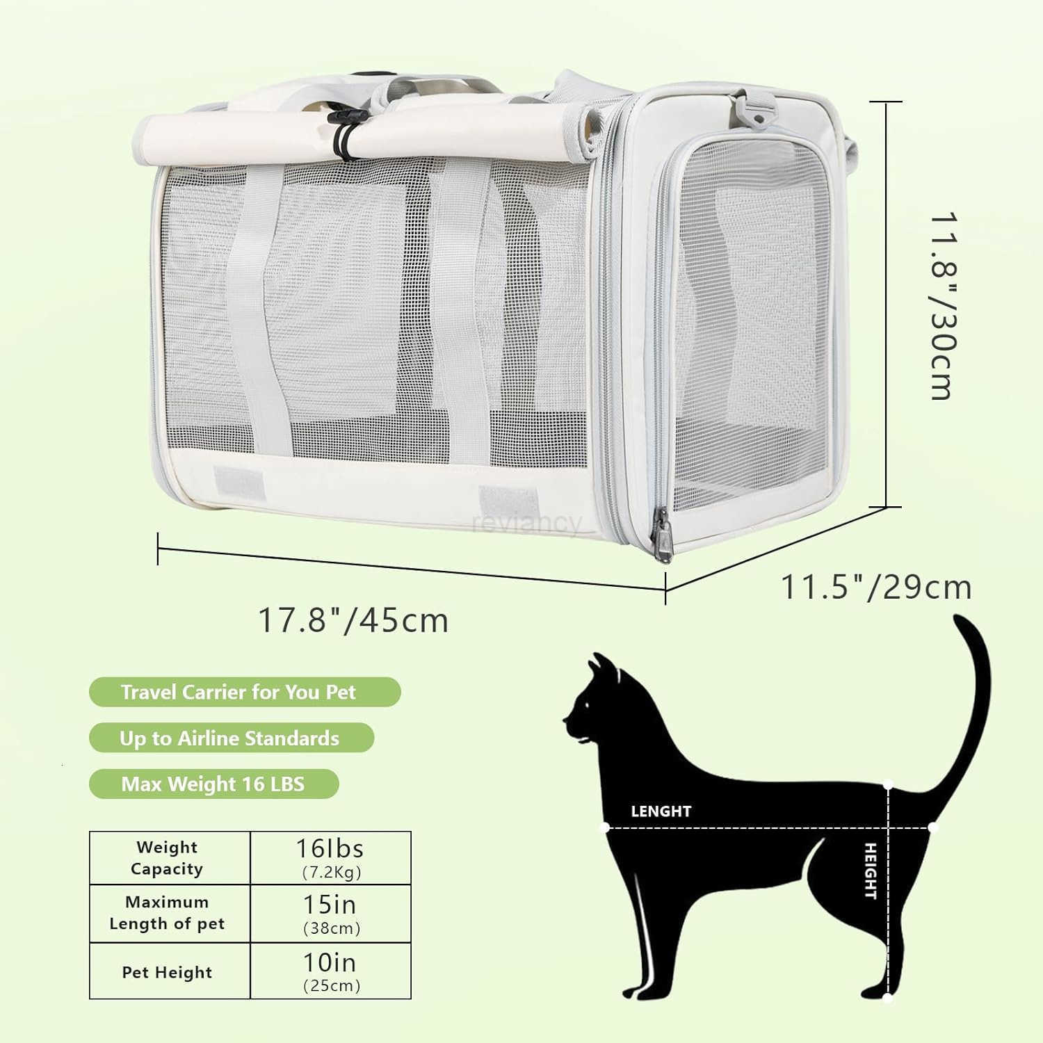 Cat Carrier and Dog Carrier is Designed for Pets Weighing up to 16 lbsSoftSidedDurable and Collapsible Travel CarrierBreathable Mesh for VentilationAd