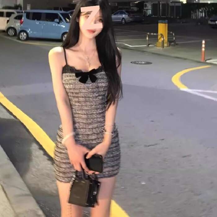 DHEssentials Early Summer French Style Pure Desire Little Fragrance Bow Waist Elegant Inner Wear Bodycon Short Strap Dress