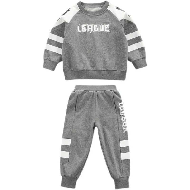 Boys Contrast Alphabet SweatshirtSweatpant School Kids 2PCS Tracksuit Child Jogger Outfit Student Active Workout Set 314 Yr C250912
