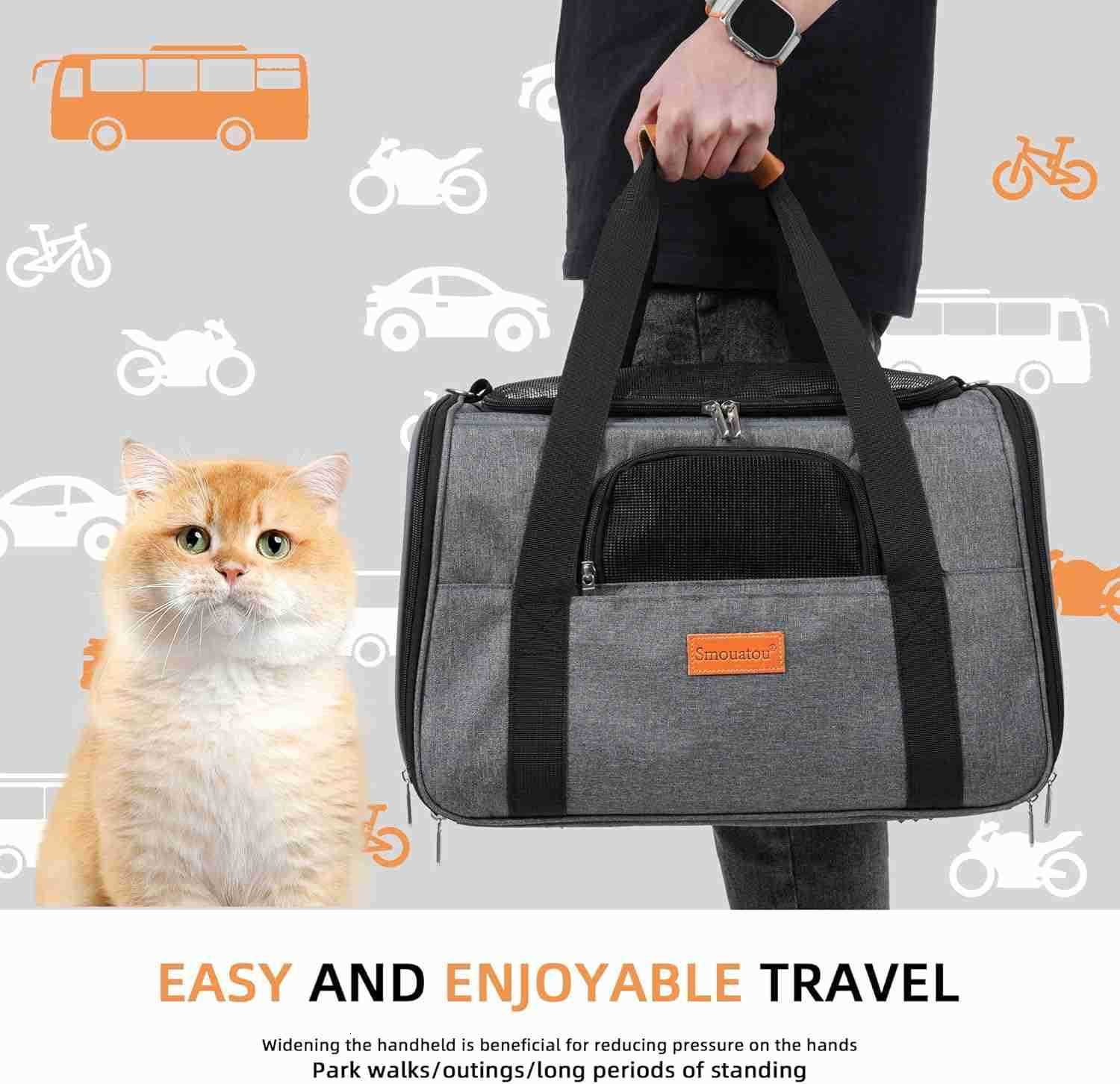 Carrier Dog Carrier CAT Bag Carrier CAT Travel Carrier SoftSided and ScraTChProof mesh CAT Bag Pet Carriers Travel Puppy Carry Pet Home GreyW250912