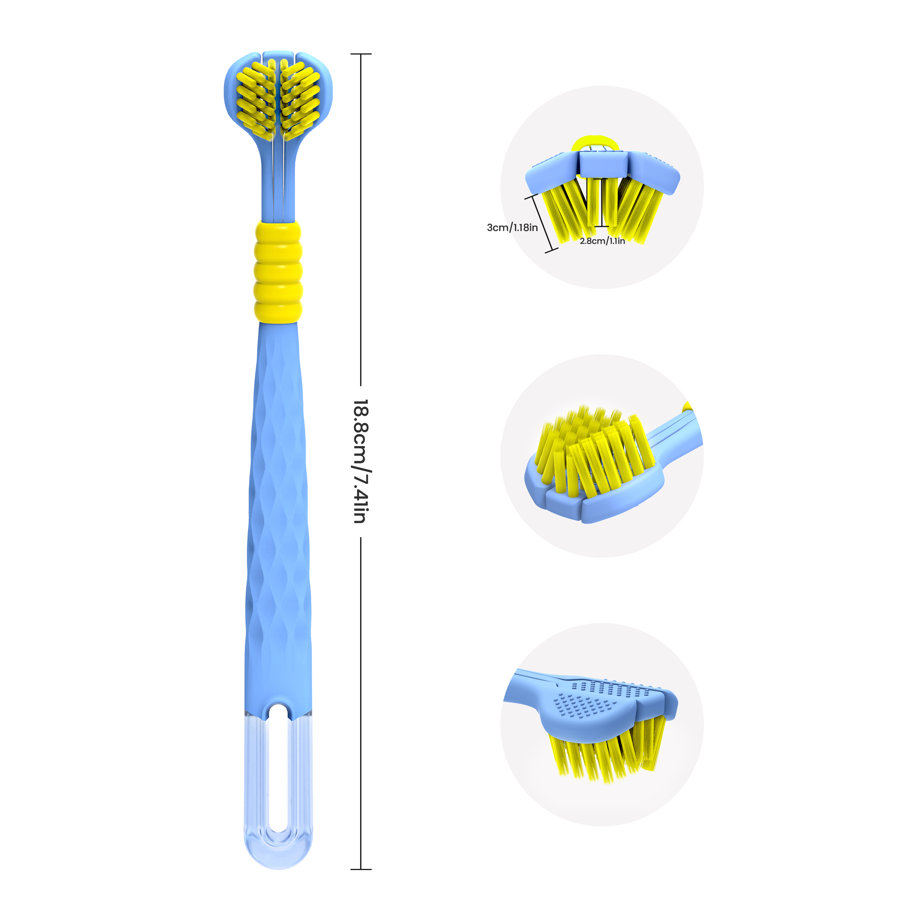 CEELIKE U-Shaped Toothbrush 3-Sided Oral Cleaner for Adults and Kids