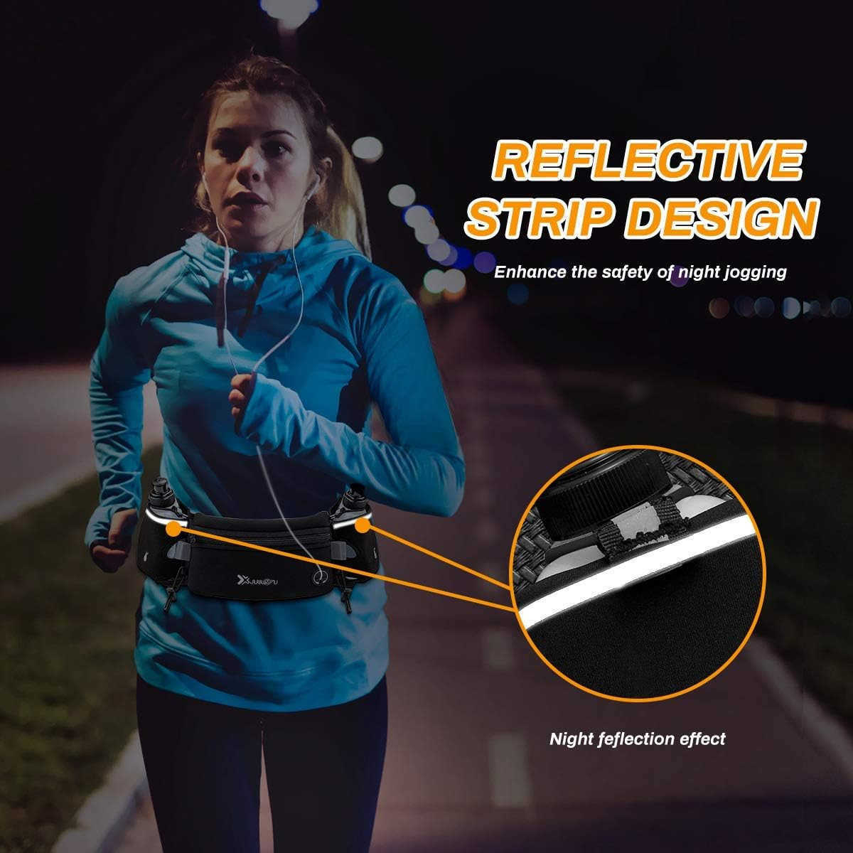 Running Belt with Water Bottles2 x 175ML Hydration Belt Waterproof Waist Pack Bag Fits iPhones Adjustable Sports Waist Pouch for Marathon Running Hiki