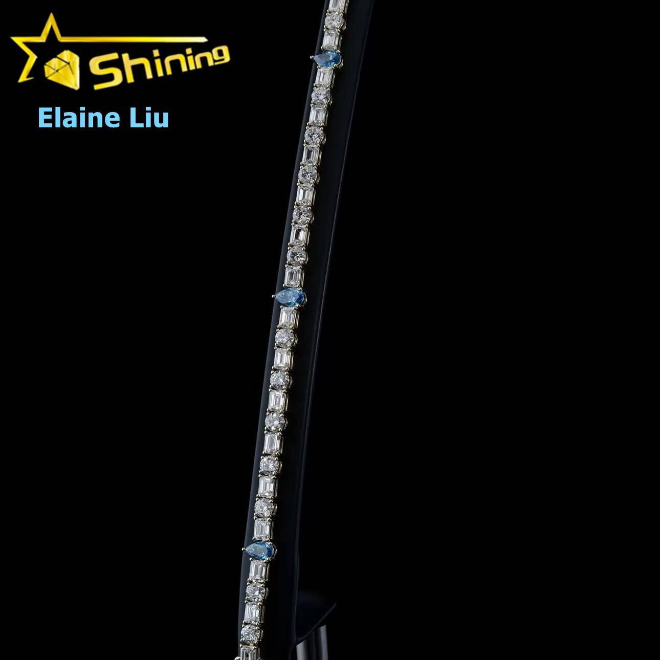 Iced Out Lad Diamond Hip Hop Fine Jewelry VVS Moissanite Tennis Necklace Men Sterling Silver 925 Tennis Chain Necklace