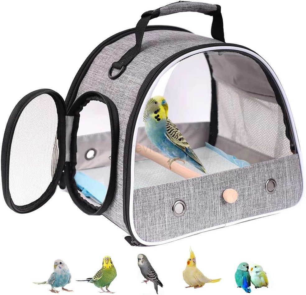 Small Bird Travel Carrier Portable Bird Travel Carrier for Parakeet Parrot Budgie Guinea Pig Bearded Dragon Reptile Carrier for Hiking Vet Visit Bicyc