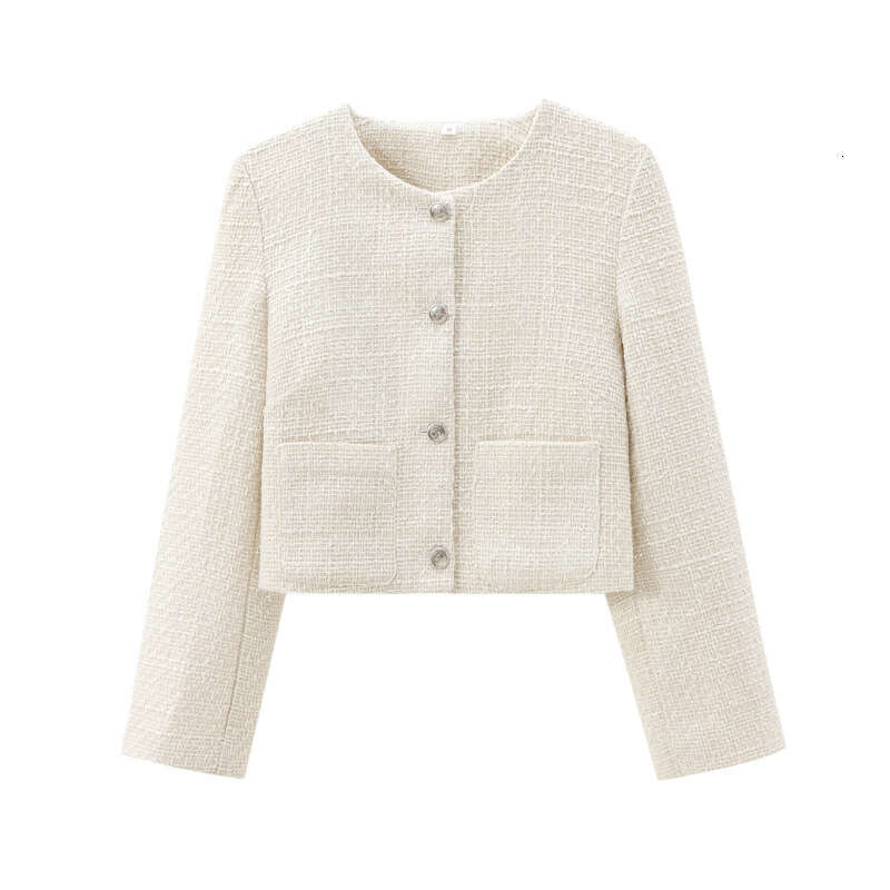 DHEssentials Autumn New Coarse Wool Round Neck Outerwear Little Chanel Style Short Jacket 1195099