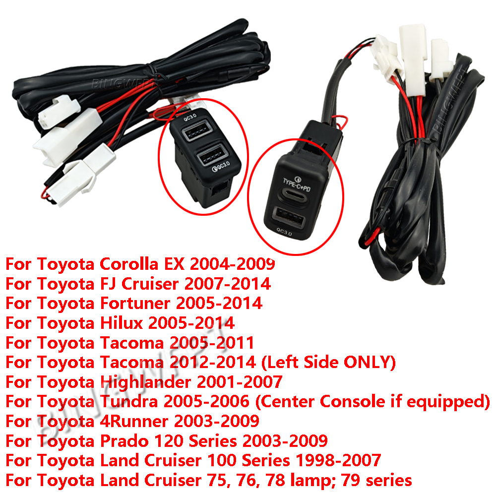 For Toyota Old Style 2QC3.0&QC3.0-PD Car Charger And Mobile Phone Charging Adapter