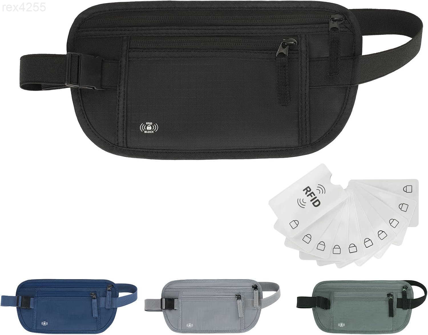 Money Belt For Travel Women Men Hidden Rfid Passport Holder For Travel BlackW250912