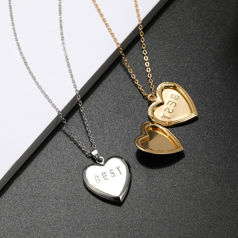 DIY Accessories Photo Box Heart Shape Engraving Best Hot Item Pendant Openable Necklace Women's Jewelry