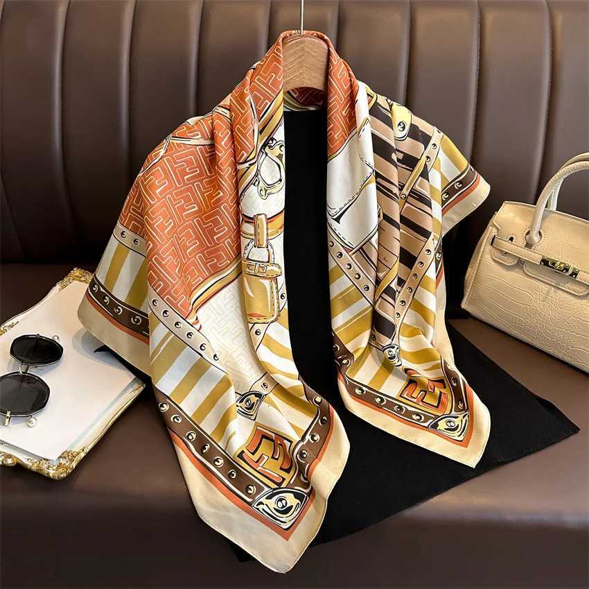 9090cm Square Shawls Wraps Floral Print Neck Scarf For Wen Silk Satin Neck Scarfs Ladies Bandana Foard Scarves Fem X250912