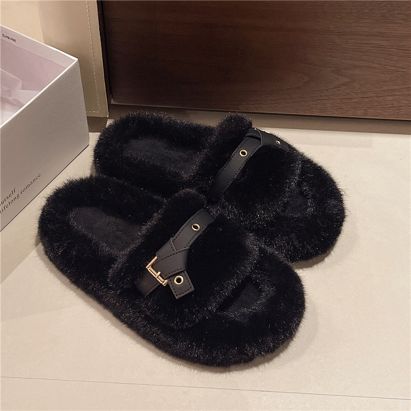 Designer thick-soled woolen slippers for women 2025 New autumn and winter, a niche and high-end French bestseller for outdoor wear. Free shipping