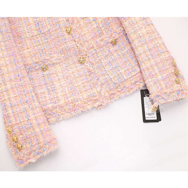 DHEssentials 2025 Spring New Women's Fashion High-end Design Niche Blazer Pink Chanel Style Short Jacket