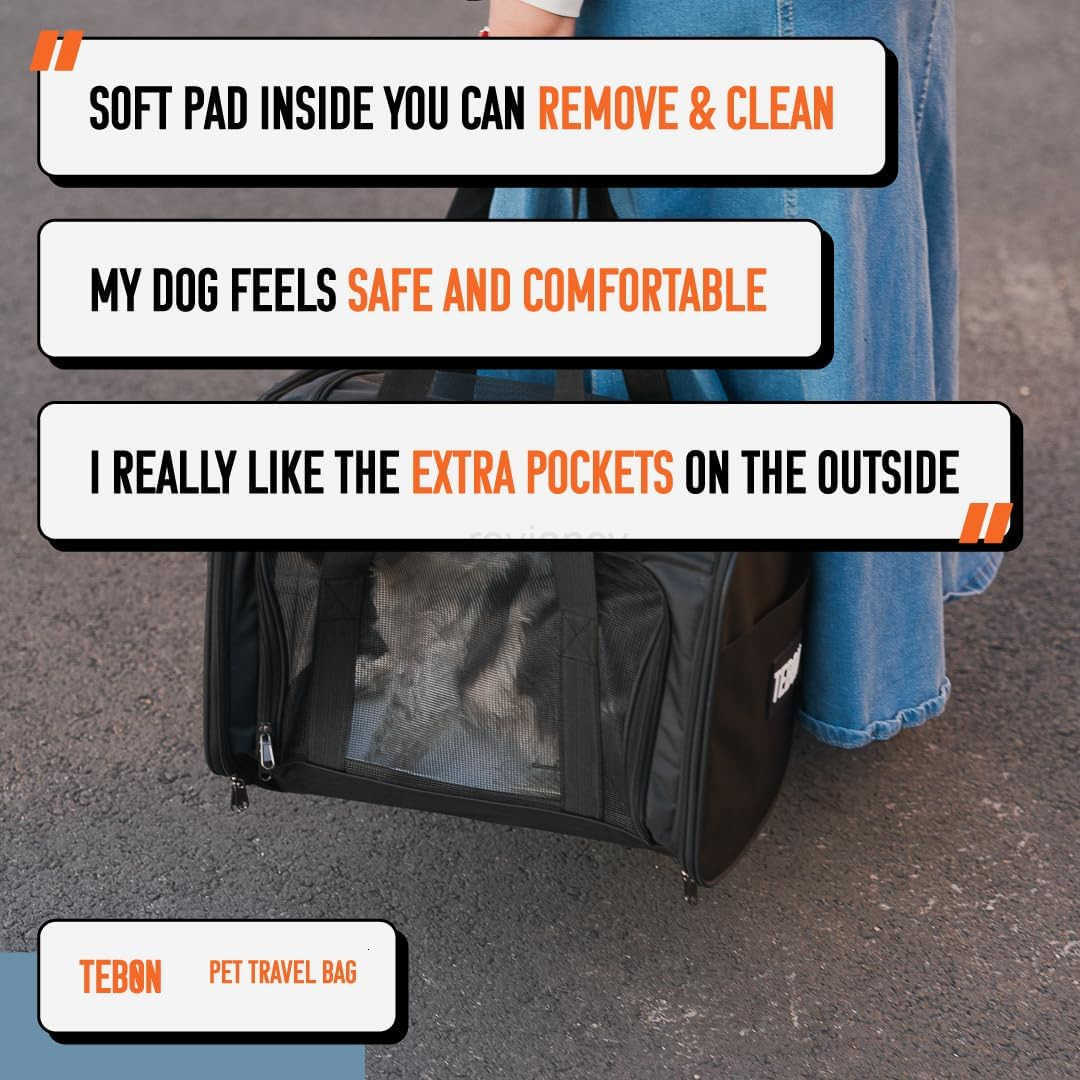 175 Pet Travel Carrier Bag Collapsible Cat Dog Carrier Breathable Durable Spacious Fits Small and Medium Pets up to 15lbs Pet Travel Bag by TebonW2509