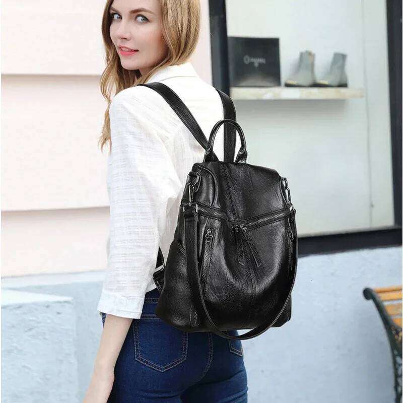 Genuine Leather Women's Backpack High Quality Fashion Cowhide Backpacks Women Casual Large Capacity Brand Shoulder Bags