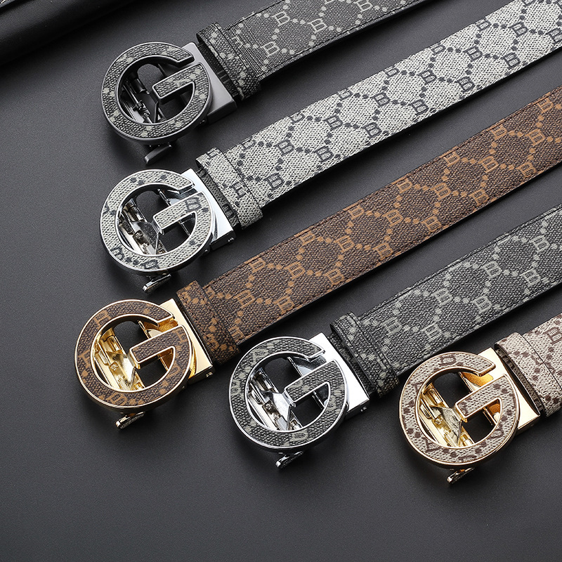 new zinc alloy automatic buckle textured leather men's belt ly36249775