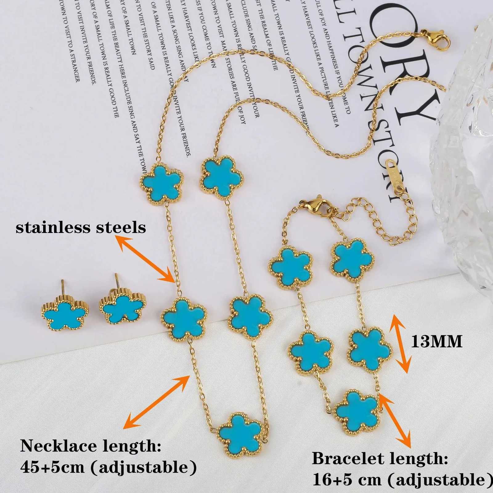 Color jewelry stainl steel new plant five flower bracelet hot jewelry gifts for wen S250912