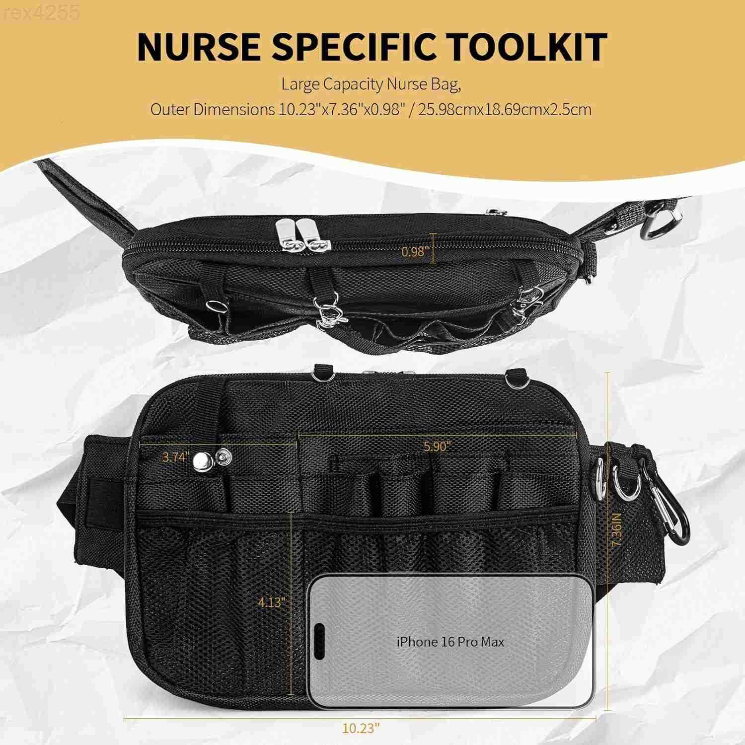 Fanny Pack with Stethoscope Holder Medical Bag Pocket Organizer Utility Pack for Work Tools Vet Tech and Teacher Tool Belt BlackW250912