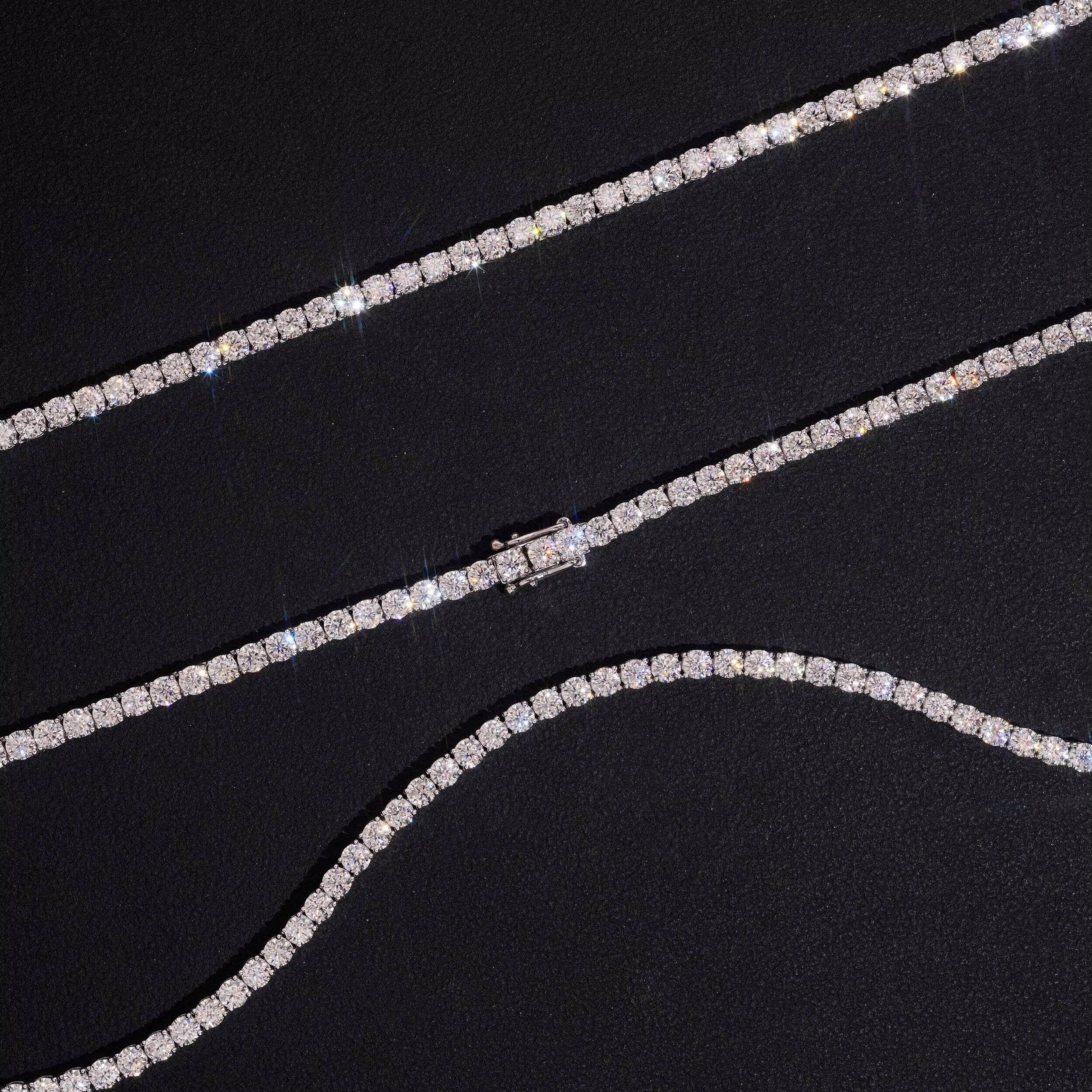 Pass Diamond Tester Men Jewelry 10K Real Gold VVS Moissanite Diamond Tennis Chain 3MM