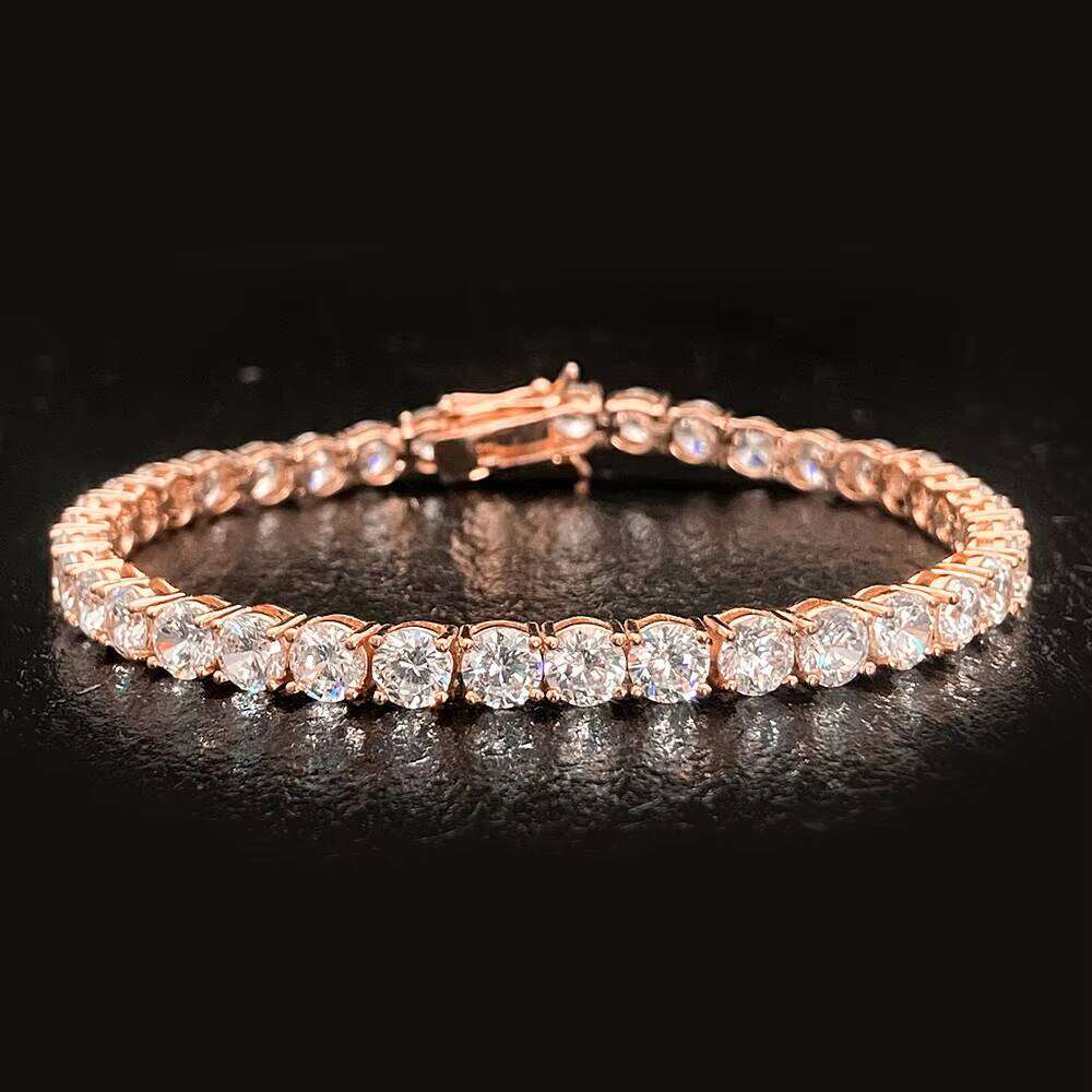 Gold S Sterling Sier Custom Moissanite Lab Grown Dia Tennis Hand Bracelet for Women Men