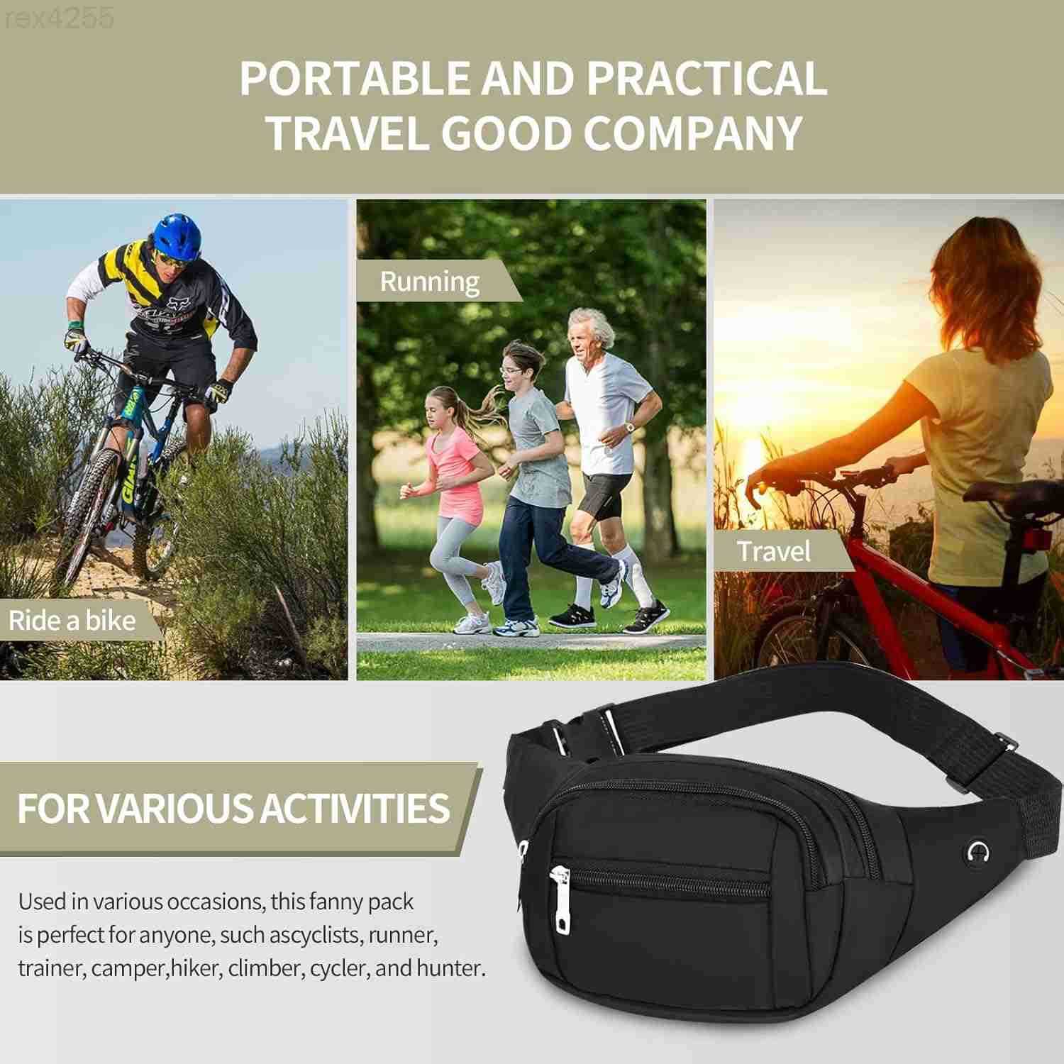 Crossbody Fanny Pack for MenWomenLarge Waist Bag Hip Bum Bag with Adjustable Strap for Outdoors Workout Traveling Casual Running Hiking CyclingW250911