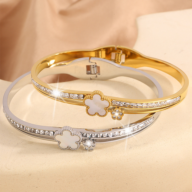 Classic five leafs Flower Designer Bangle Luxury Bracelets Women's Fashion Wedding Jewelry Accessories Trendy Fashion Party Gifts Christmas Gift 