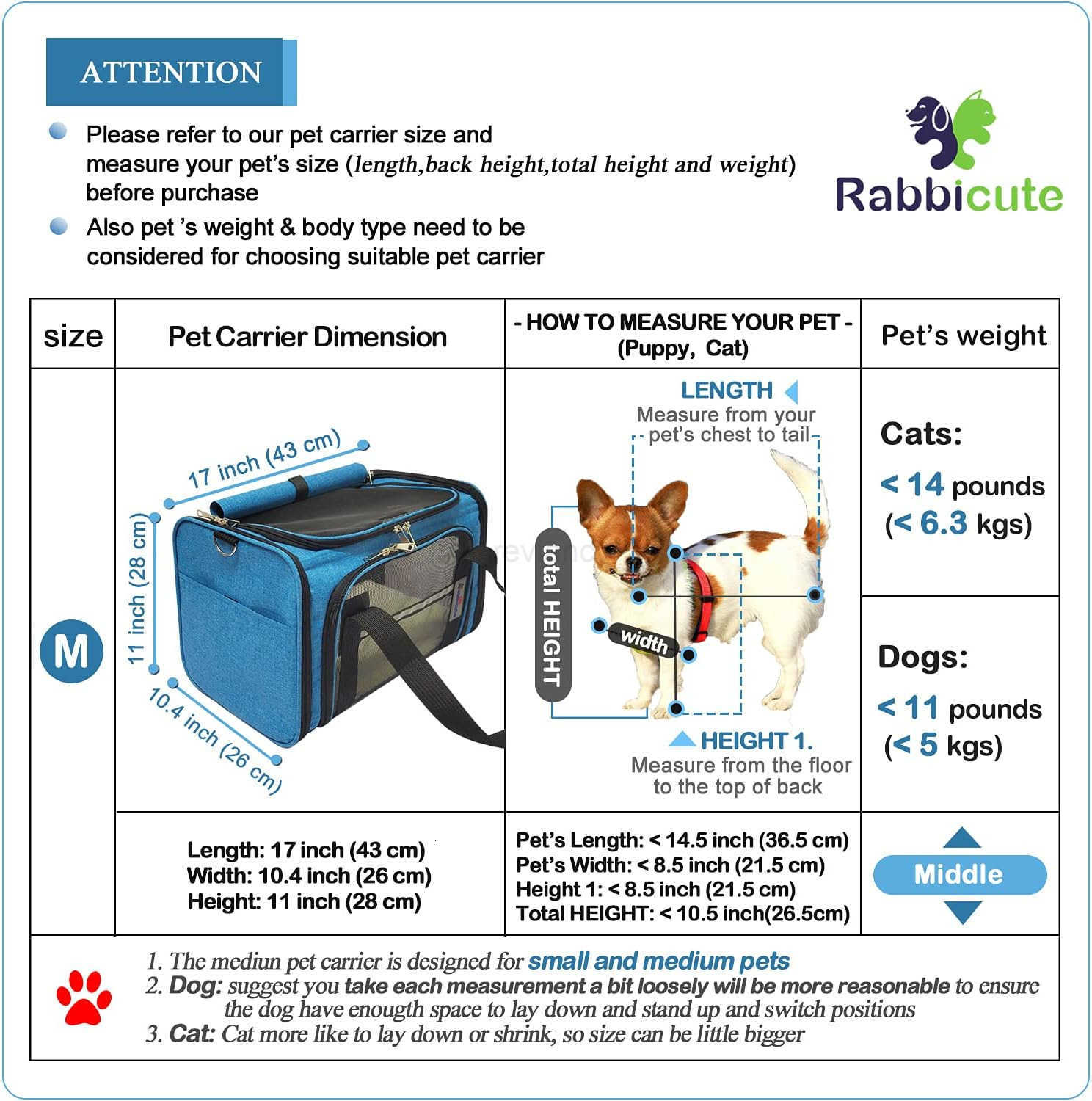 Pet Dog Cat Carrier Bag for Medium Small Dog Cat with Washable Cozy Bed Locking Safety Zipper Shoulder Strap Airline Approved Pet Carrier Portable Col