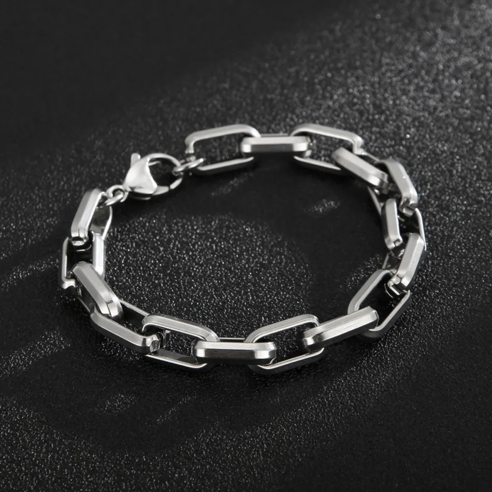Mens Cuban Thick Chain Industrial Style Hiphop Punk Trendy Hand Stainless Steel Cross Chain Bracelet 250911