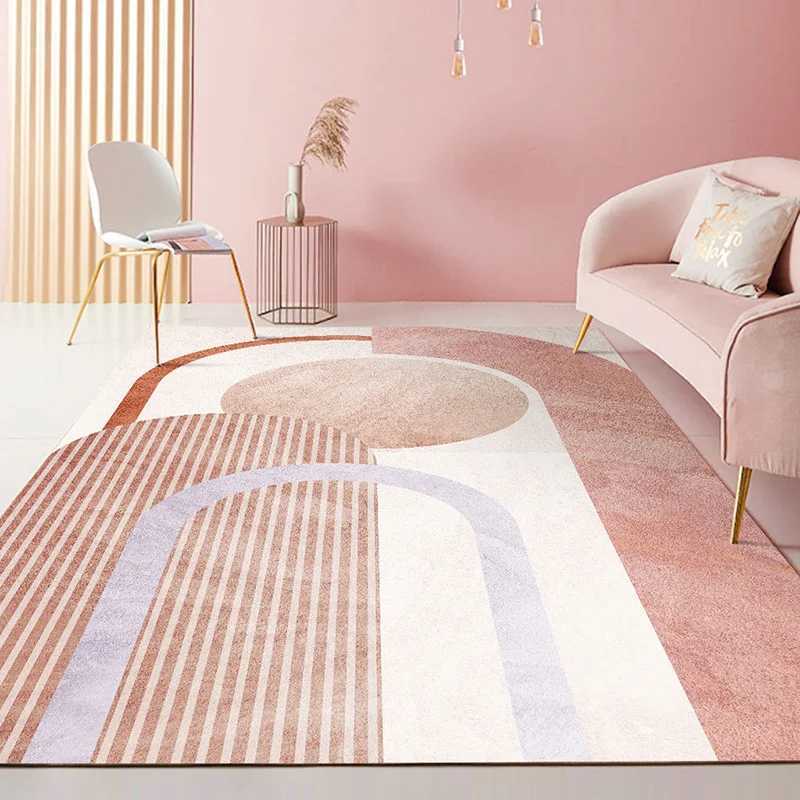VIKAMA Pink Modern Minimalist Crystal Fleece Carpet for Bedroom Living Room Sofa Side Blanket AntiSlip Soft Home Decoration C250912