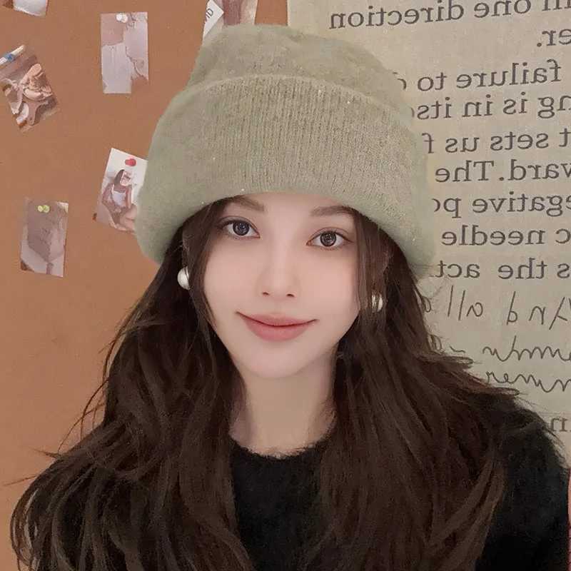 Autumn Winter Lazy Wind Sequins Thicke Pi Hat Windproof Warm Hooded Hat Casual Versati Show Face Small Cold Hat G250910