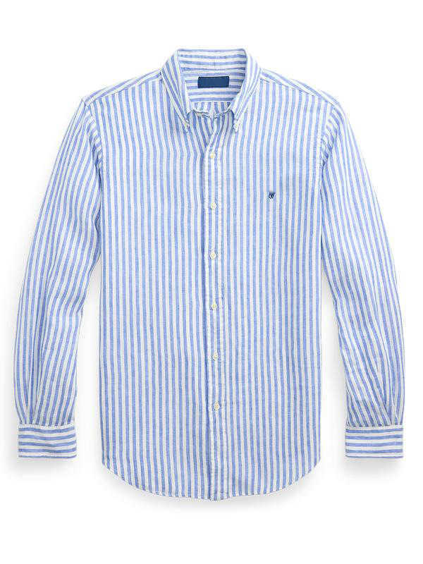 Small Pony Embroidered Shirt For Men Pure Cotton Sun Protection Shirt Light Summer Style Long Sleeve Striped Top T250905