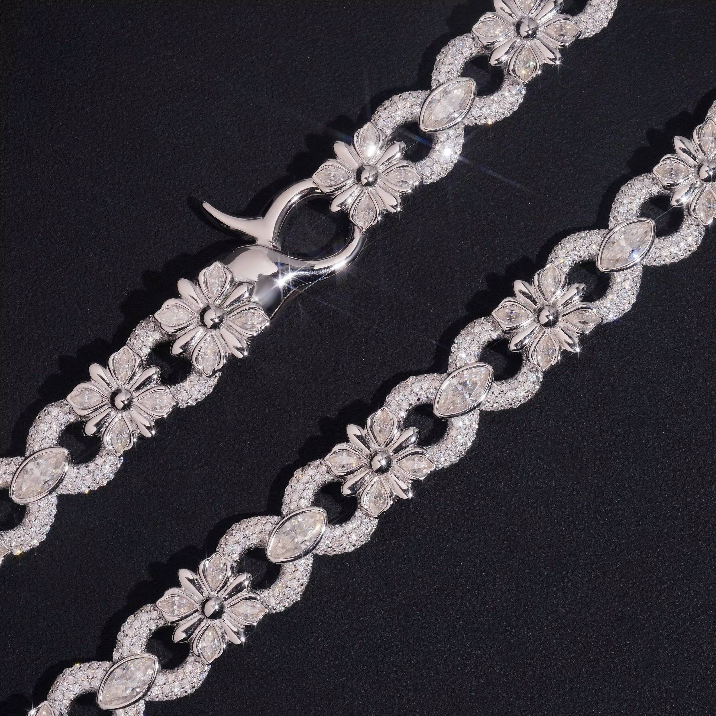 Key Chain Lock Cross Charm Infinity Chain Necklace 13MM Iced Out VVS Moissanite Diamond Hip Hop Chain