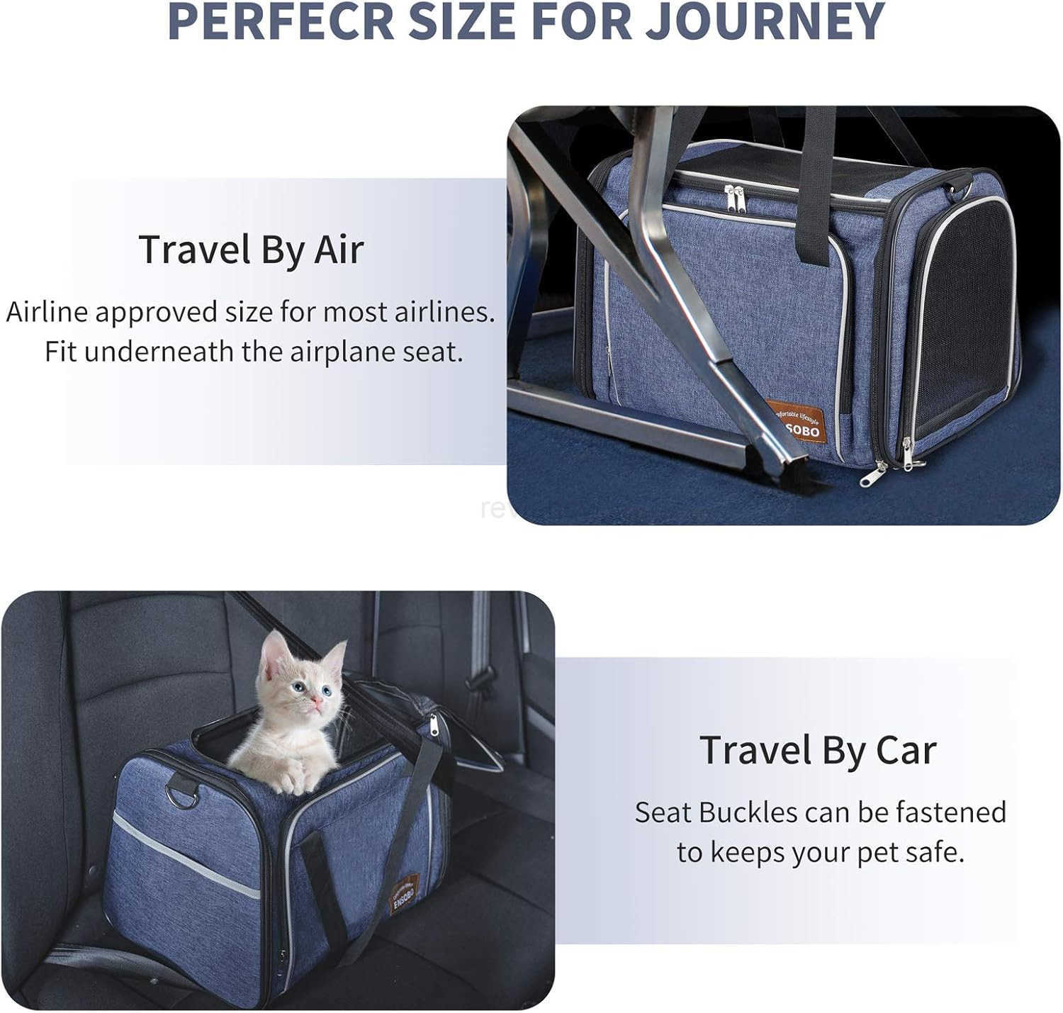 Dog Carrier ENSOBO Cat Carrier Pet Travel Carrier Bag Airline Approved Folding Fabric Pet Carrier for Small Dogs Puppies and Medium Cats wLocking Safe