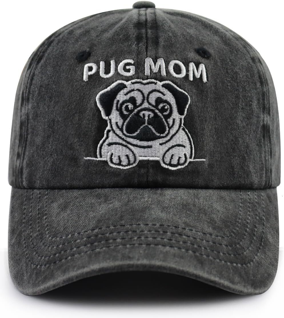 Dog Lover Hat for Men Women, Funny Adjustable Embroidered Cotton Pug Mom and Dad Baseball Cap