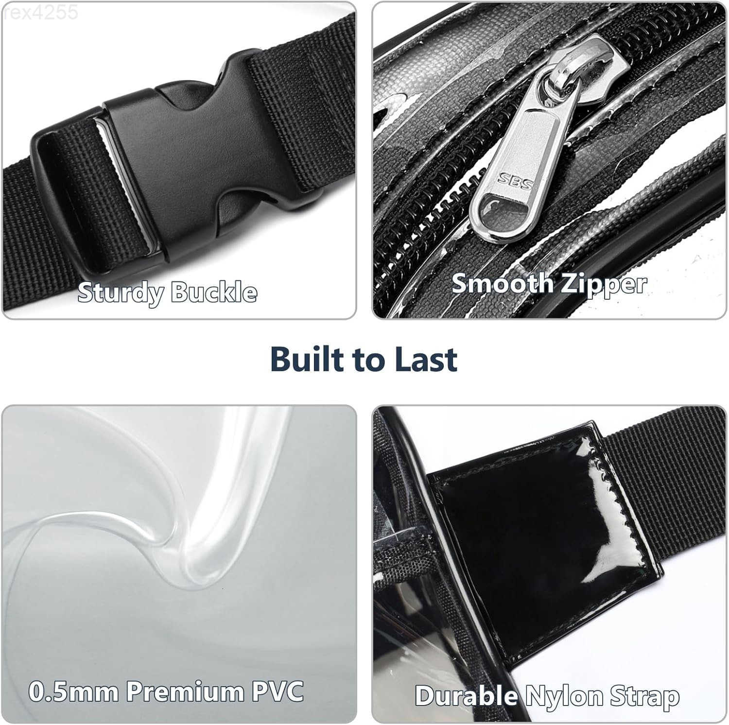 Clear Fanny Pack Clear Bag for Stadium Events for Women Men Transparent Waist Bag with Adjustable Strap for Concerts Game Day Festival BlackW250912