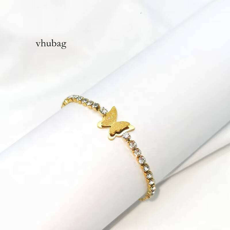 Hot Selling Trendy Hand Jewellery Butterfly Charm Gold Moissanite Tennis Chain Bracelet for Women