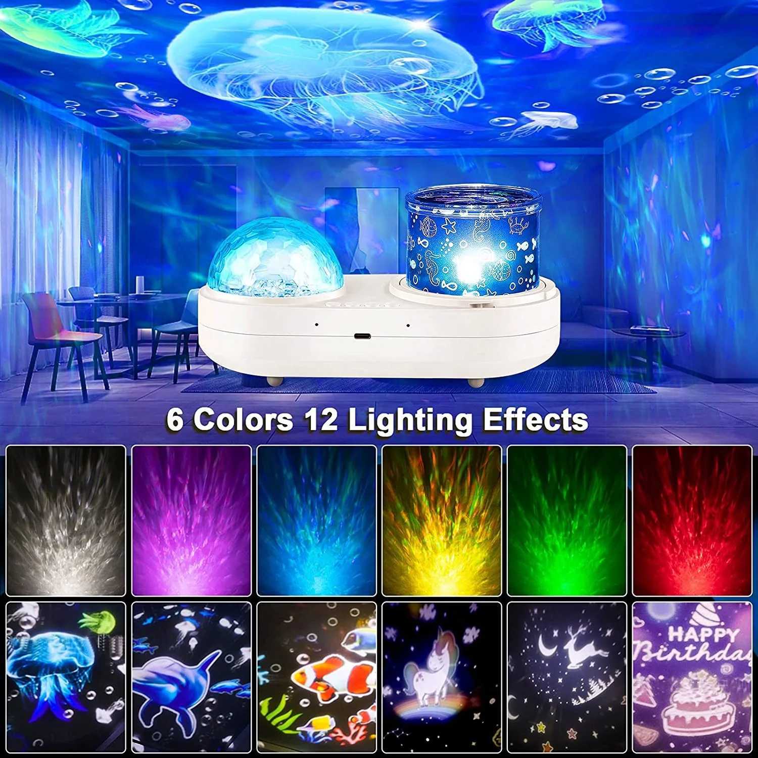 Ocean Light Projector for Bedroom Led Star Galaxy Sky Wave Color Rotating Underwater Wall Projection 3D Lamp Stereo Kids Gifts C251122