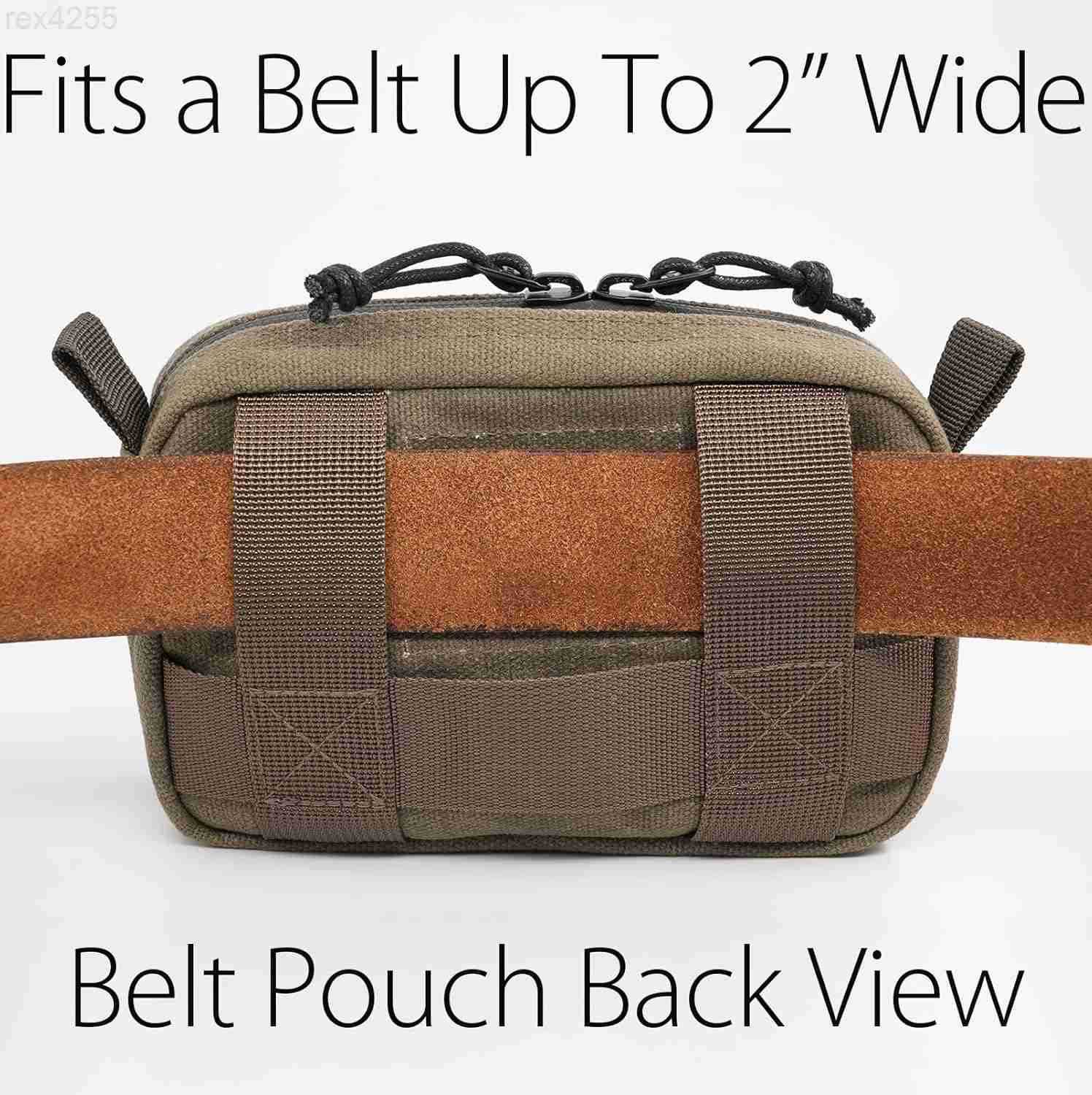 Belt Pouch for Men Women YKK Zippers EDC Pouch Belt Bag Waist Pack for Hiking Water Resistant Waxed Canvas OliveW250912