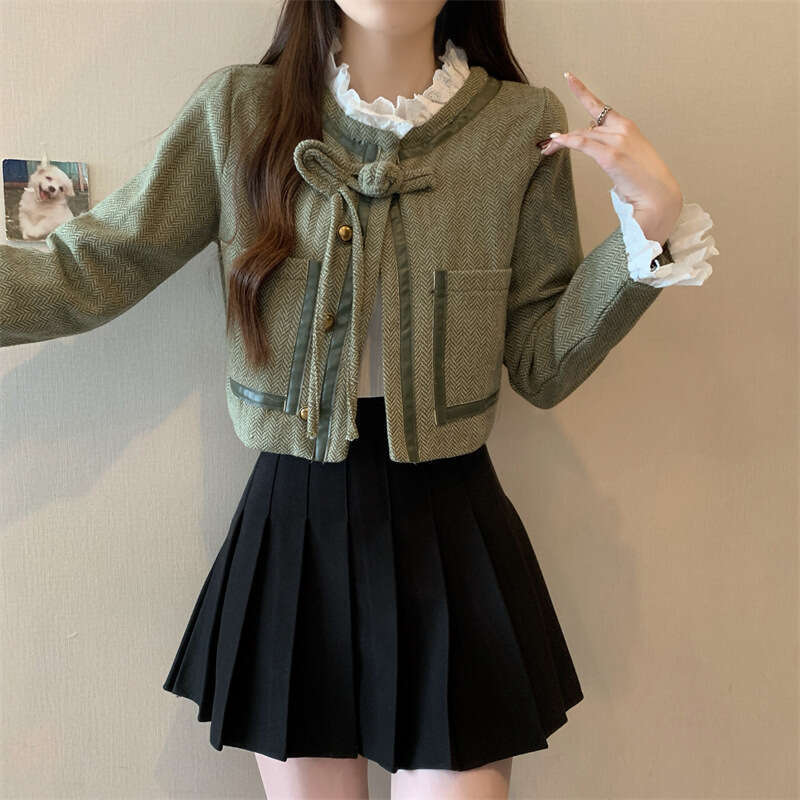 DHEssentials Lined Spring and Autumn French Style Chanel-Inspired High-End Lace Coat for Women Elegant Short Top