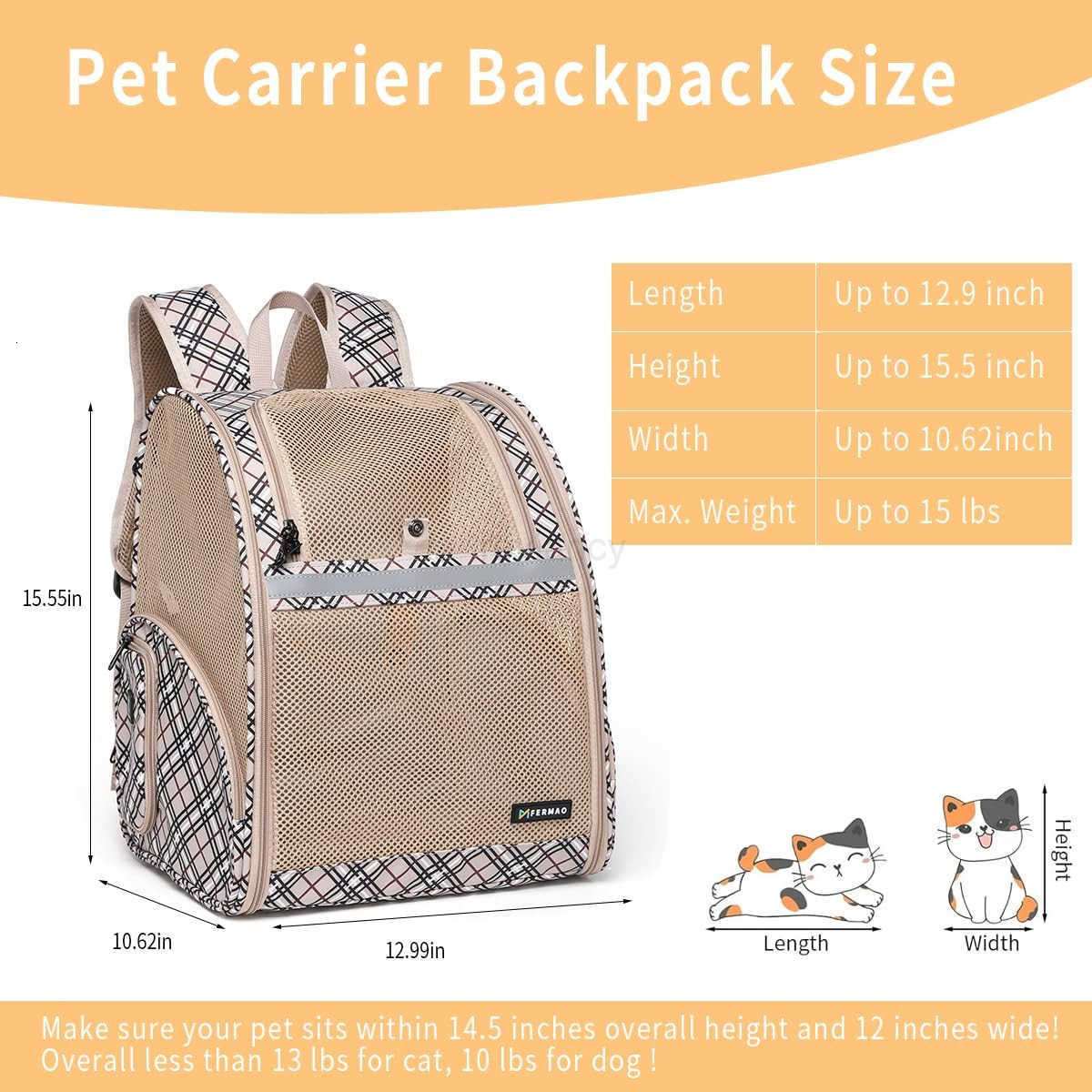 Cat Backpack Carrier Pet Backpack Carrier for Small Dogs and Medium cat Puppy Kitten Bunny up to 15lbs Cat Carrying Backpack Collapsible with Fully Ve