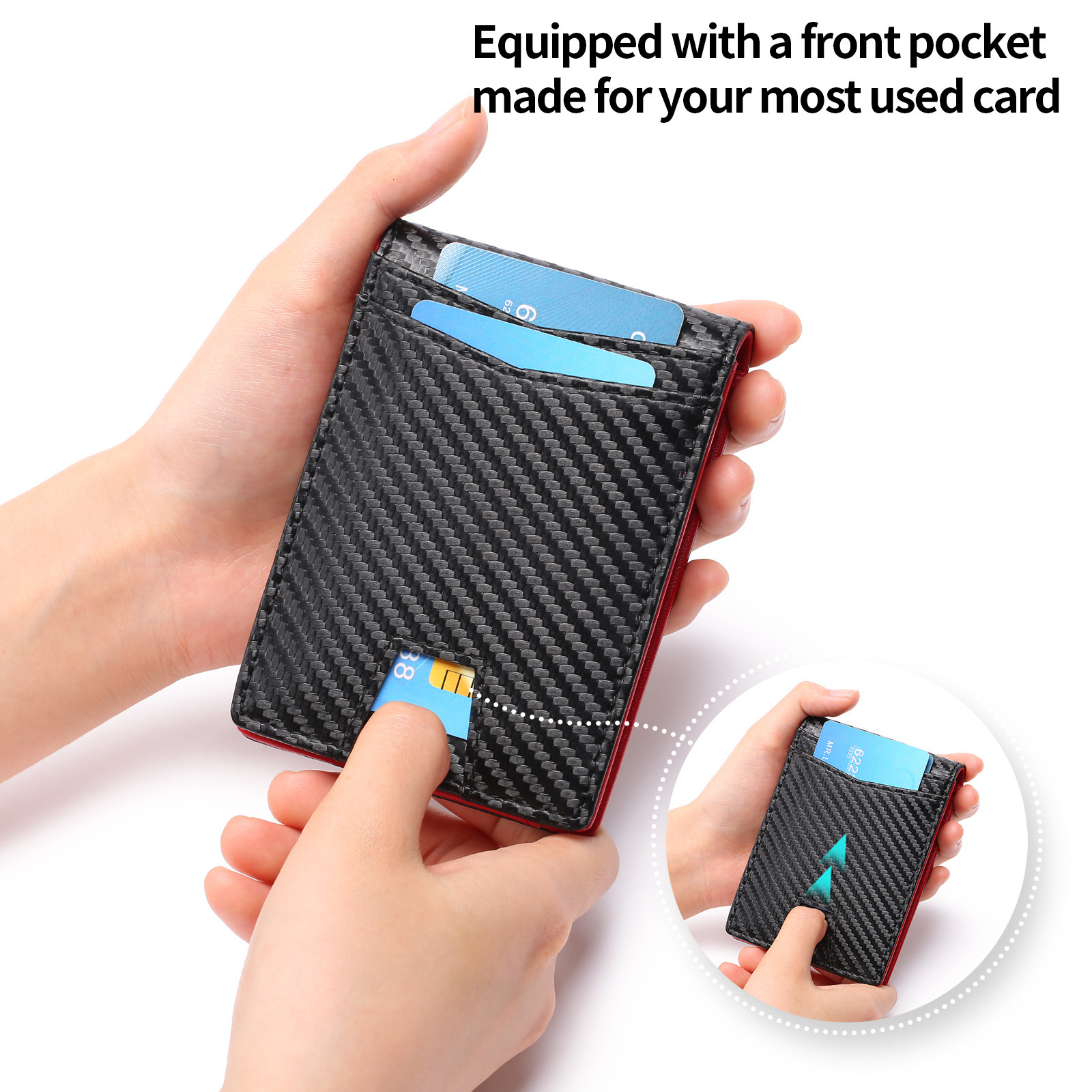 New Men's Ultra-Thin Simple Casual RFID Dollar Clip Carbon Fiber Card Holder Wallet ddmymoon