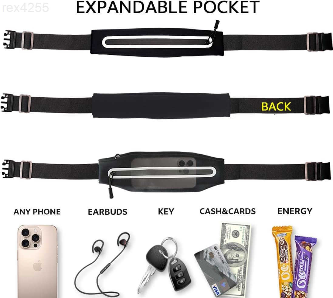 Slim Running Belt Fanny Pack for Women MenRunning phone holderRunning Waist Pouch bag for Workout JoggingMoney beltRunner Gear AccessoriesBlackW250912
