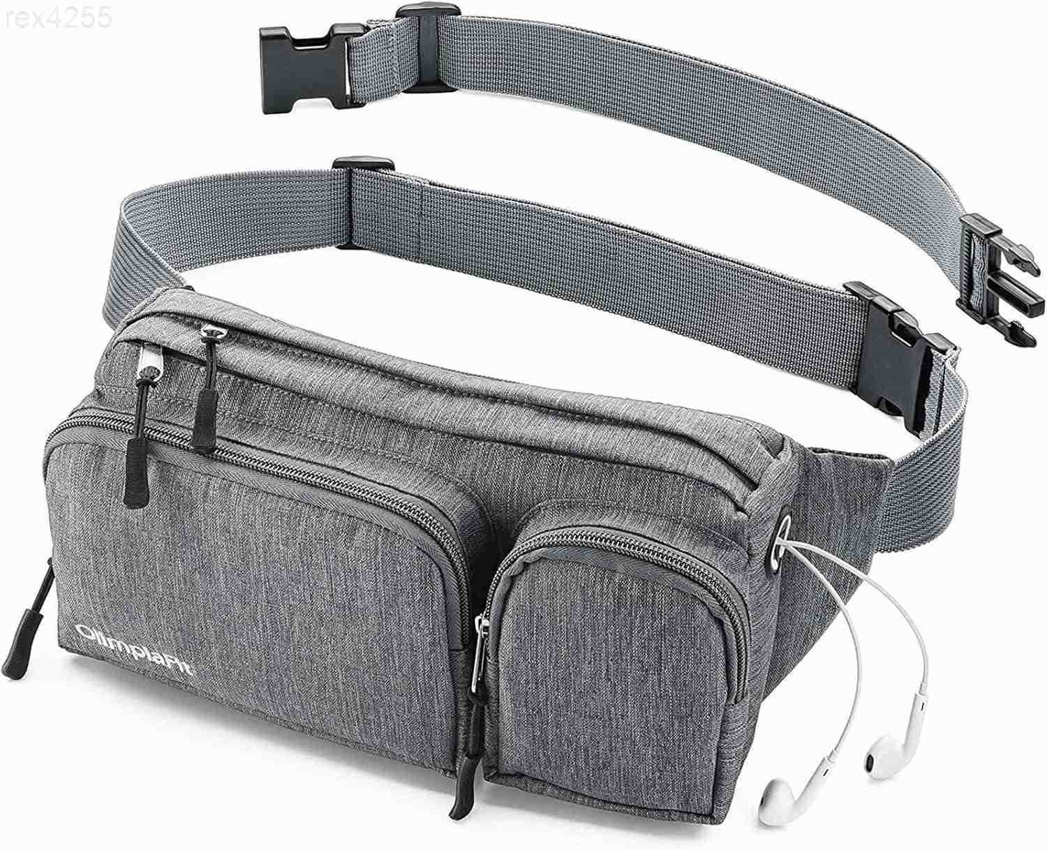 Pack For Women Men Cute Waist Bag Hiking Travel Camp Running Headphone Hole Money Belt with 6 Pockets Strap Extension Easy Carry Any Phone Passport Wa