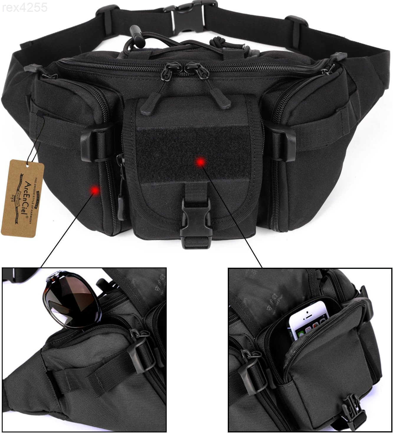 Tactical Fanny Pack for Men Waist Bag Hip Belt Outdoor Hiking Fishing Bumbag with PatchW250912
