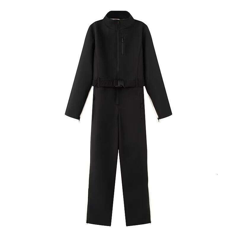 2025 Women's Elegant Skateboard One-piece Fleece Ski Bodysuit Female Long Sleeve Waterproof Windproof Patchwork Skiing Jumpsuits