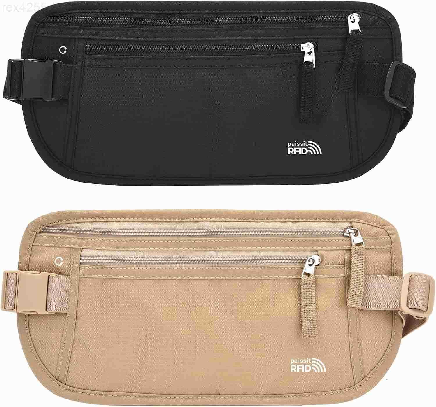 Unisex Money Belt Slim Passport Holder RFID Blocking Travel Essentials Pouch with Adjustable Strap Small Waist Pouch for Workout Running Travelling Hi