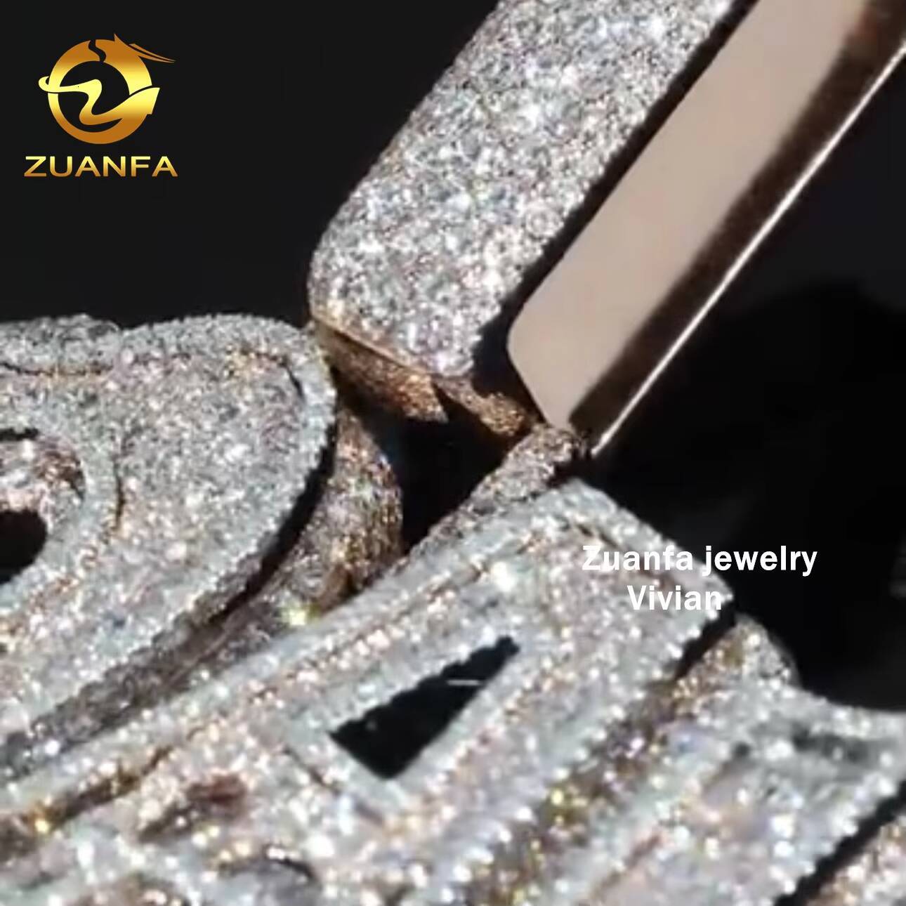 Fine Jewelry Custom Iced Out Sterling Silver 925 VVS Moissanite Diamond Hip Hop Chain Letter Pendant