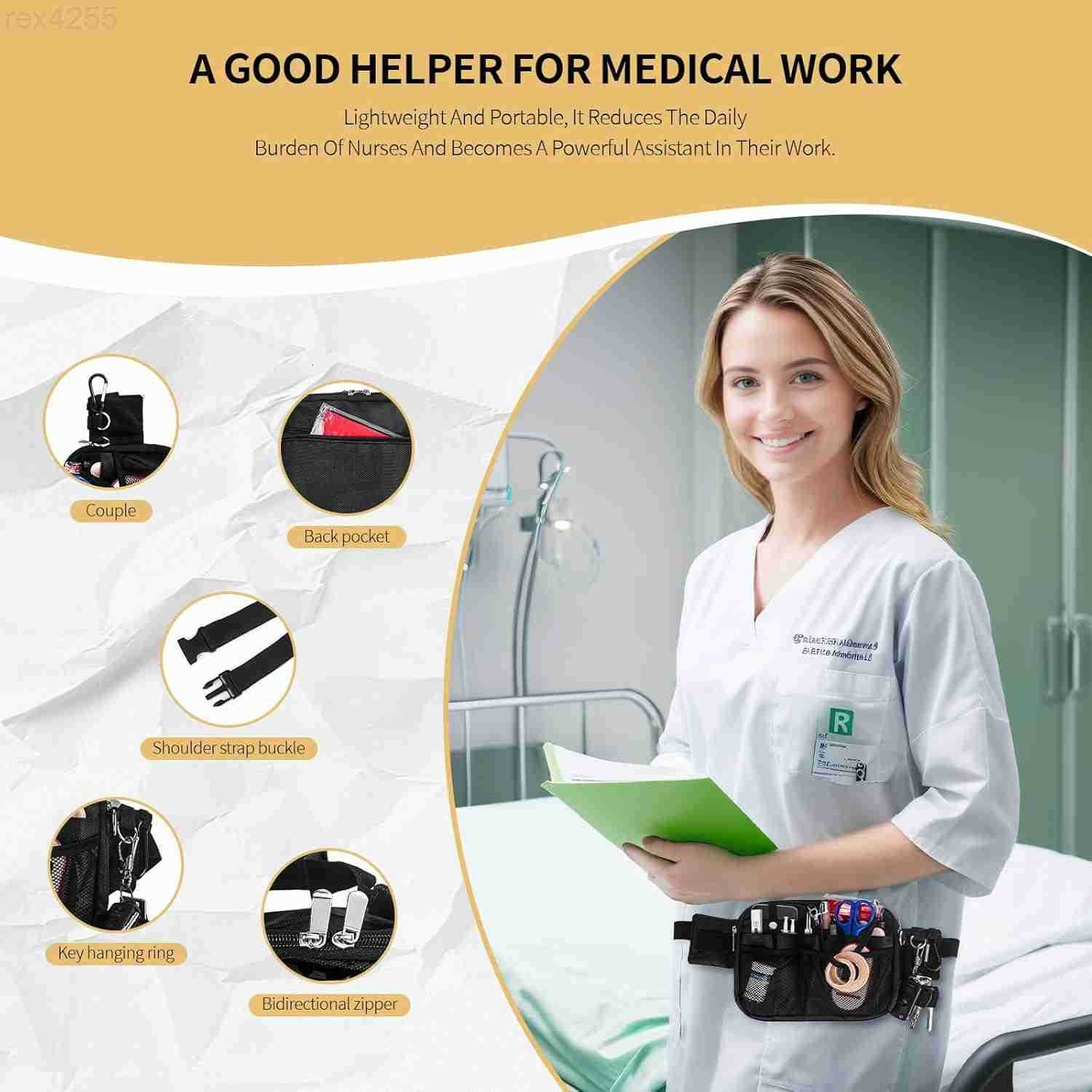 Fanny Pack with Stethoscope Holder Medical Bag Pocket Organizer Utility Pack for Work Tools Vet Tech and Teacher Tool Belt BlackW250912