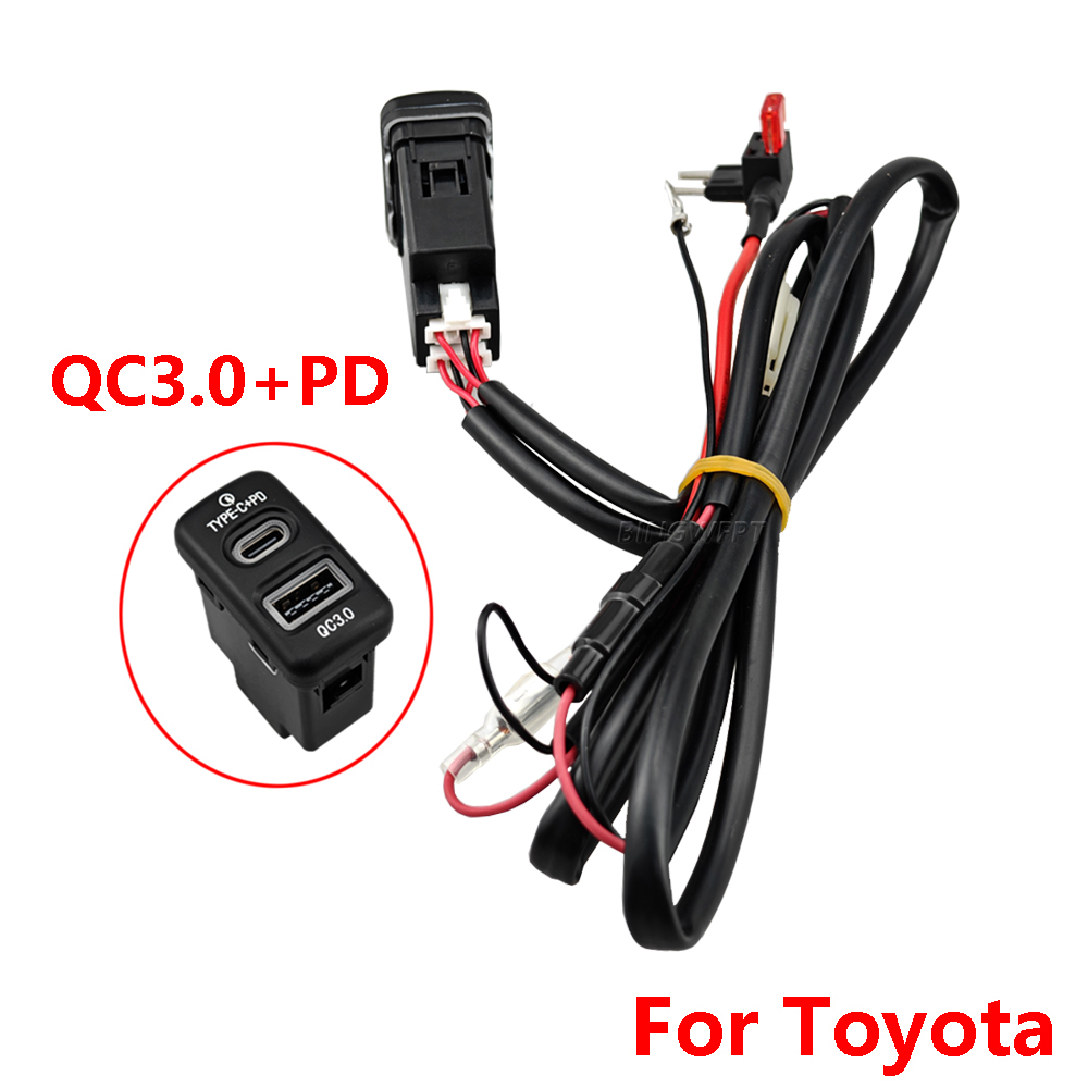 1PC Car Charger Fast Charger Type-C PD USB QC3.0 Socket Power Adapter Suitable For Old Toyota