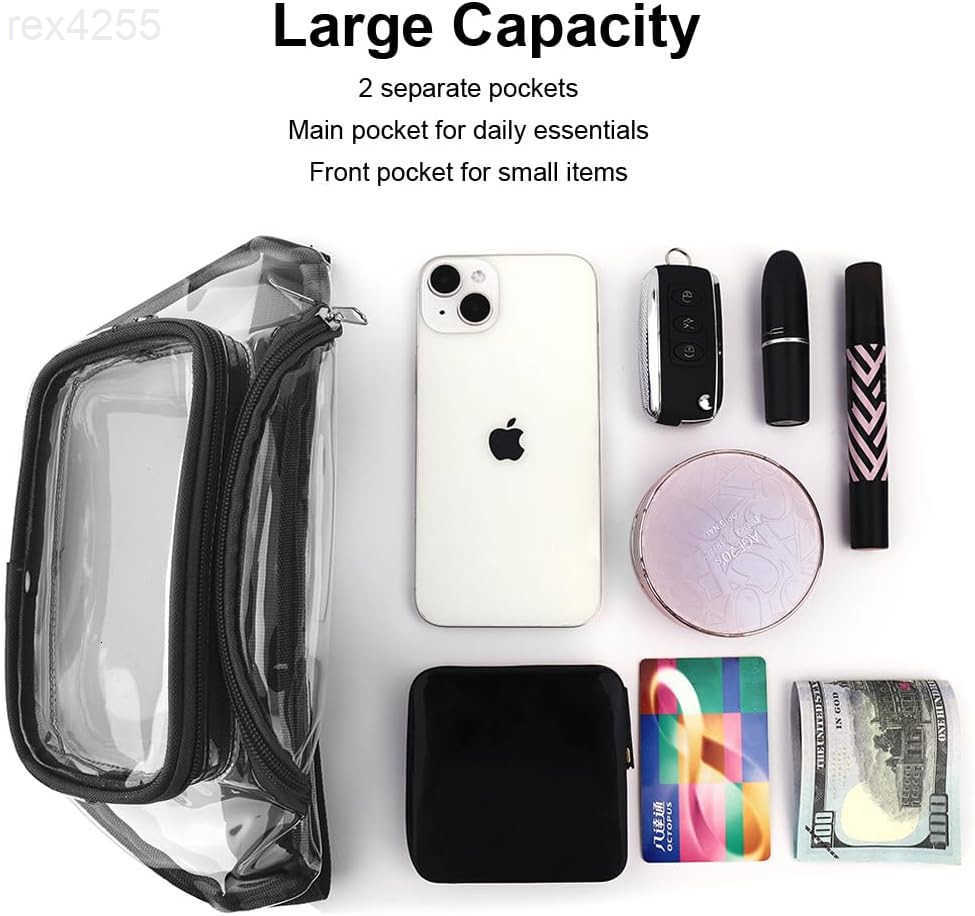 Clear Purses for Women Stadium Approved Fanny Packs Belt Bags Trendy Crossbody Bags BlackW250912