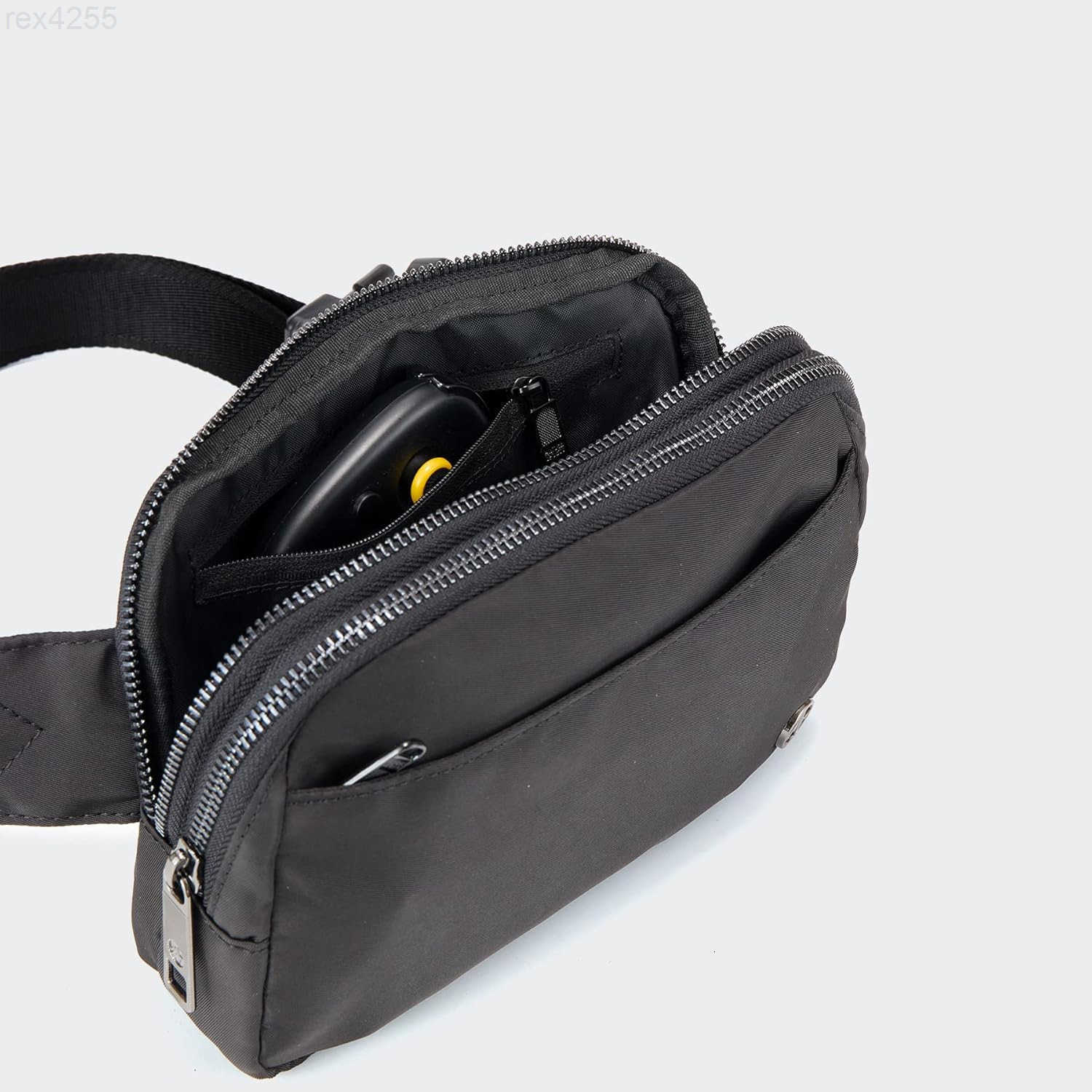 Pander Everywhere Belt Bag for Women 5 Zipper Pockets Nylon Crossbody Fanny Pack Purse BlackW250912